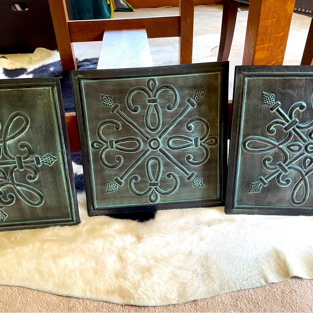 Set of three metal wall decor